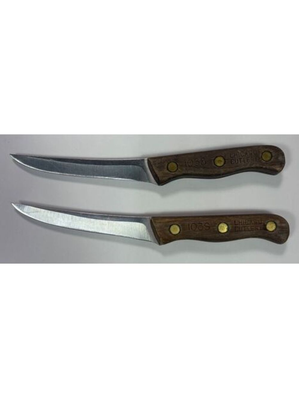 Vintage Chicago Cutlery 103S Walnut Tradition Steak Knives 2pc Set USA 4.25 Inch